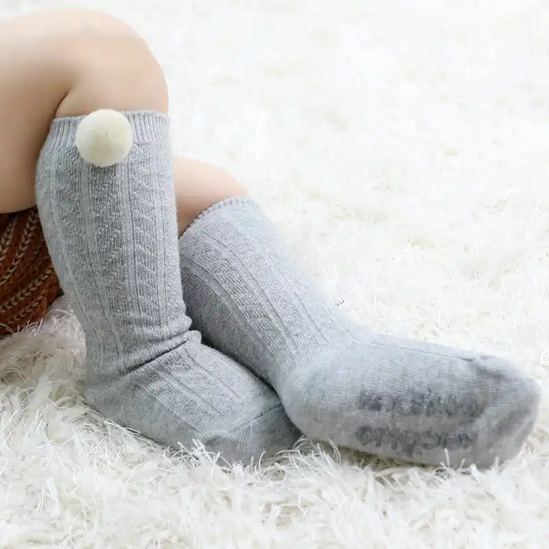 baby knee high pom pom socks