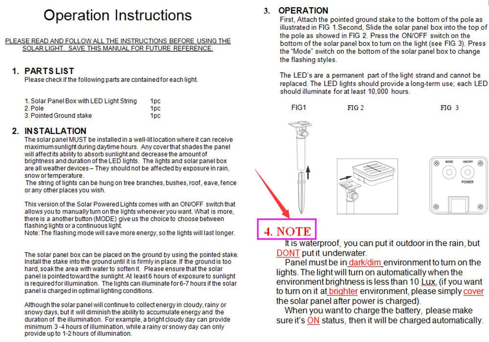 Usage Instruction for solar lights_1