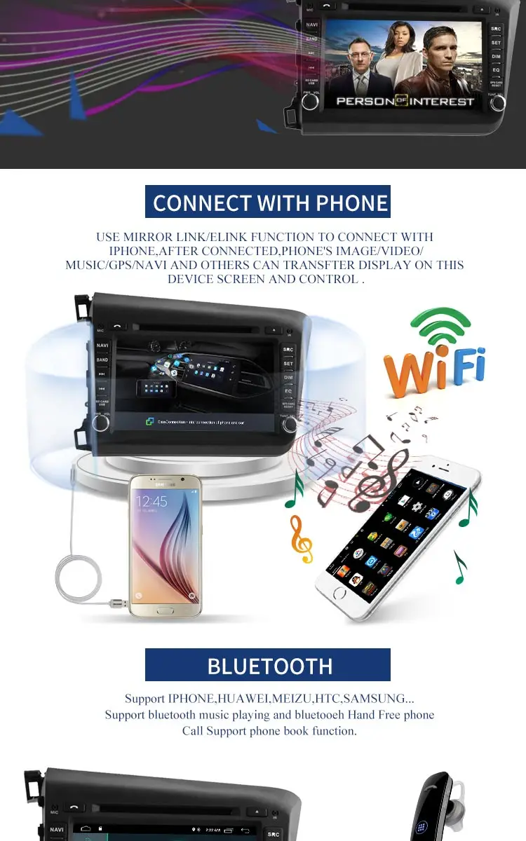 Perfect LJHANG 8 inch Android 8.1 Car DVD Player 2 Din For Honda Civic 2012-2015 2016 GPS Navigation Radio WIFI Multimedia Stereo Audio 2