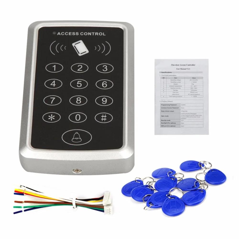 Однодверная RFID карта контроля доступа клавиатура для электрического дверного замка система контроля доступа комплект поддержка 1000