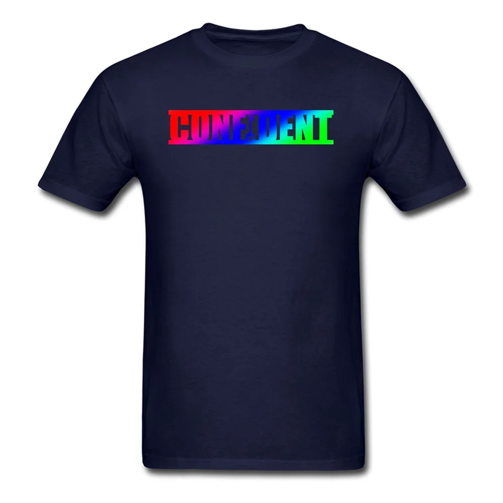 2018 New Student T-shirts Round Collar Short Sleeve 100% Cotton Fabric Confident LGBT+ Tops Shirt Printed Tops & Tees Confident LGBT+ navy