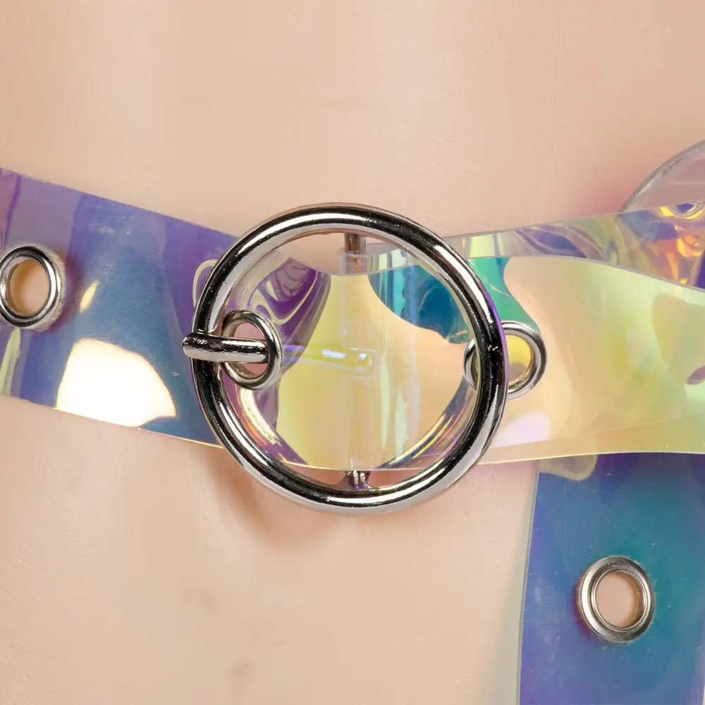 1 шт. Прозрачные лазерные голографические женские пояса в стиле панк с пряжкой широкий пояс с широким поясом Свадебные аксессуары регулируемые - Цвет: 2