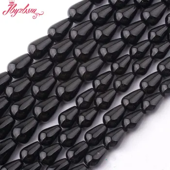 

8x12,10x14mm Smooth Drop Bead Black Agates Beads Natural Stone Beads For DIY Necklace Bracelats Jewelry Making 15" Free Shipping