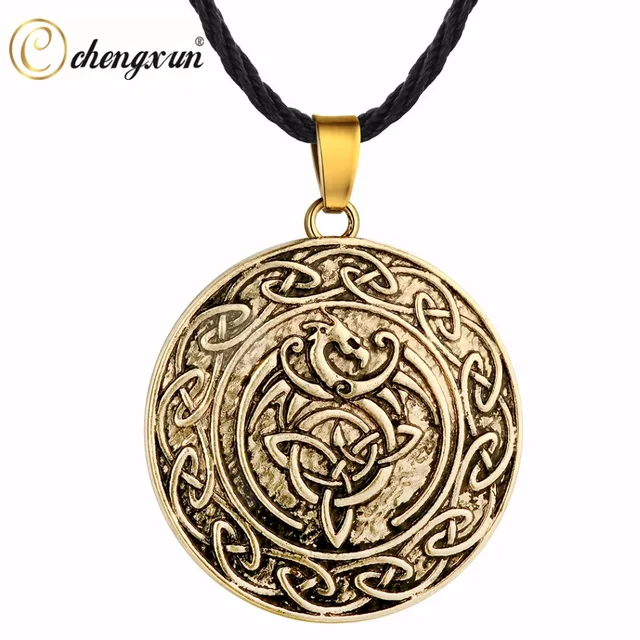 Chengxun Antique Gold Animal Pendant Men Boys Dragon Necklace Chengxun Antique Gold Animal Pendant Men Boys Dragon Necklace Valentine S Gift Norse Viking Amulet Pagan Jewelry