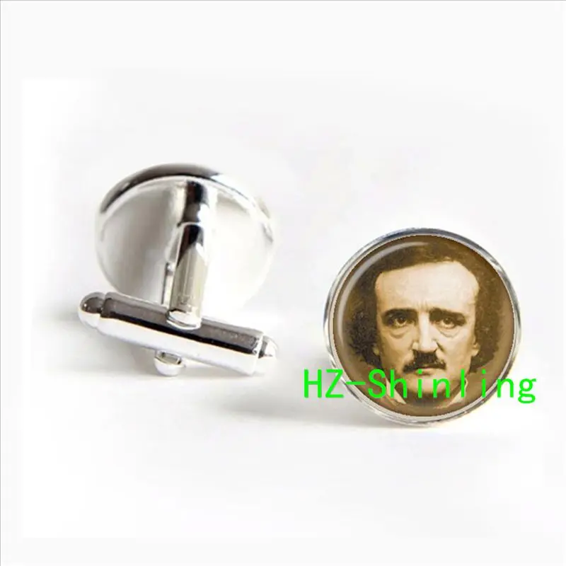 

Edgar Allan Poe Cufflinks Romantic Picture Cufflinks silver Designer Cuff Links Steampunk Poe Gothic Cufflinks hot selling 2017