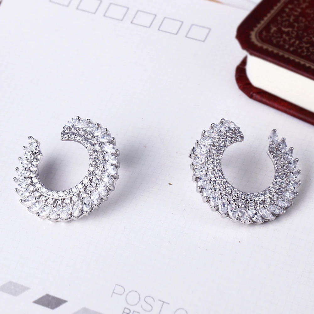 Beautiful designer big stud earrings brinco aretes zirconia high quality jewelry large circle earring for women