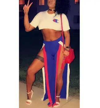 

2019 Wide Leg Pants Women Cut Palazzo Pants High Waist Holiday Casual Loose Patchwork Long Trousers Streatwear Pant