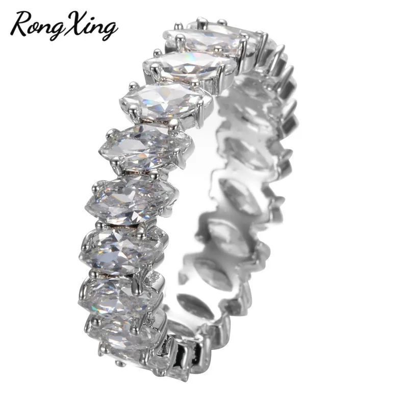 

White Stone Women Ring Size 6/7/8/9/10 Leaf Shape Stone Wedding Band Anel Aneis White Gold Filled Engagement Rings RW0731