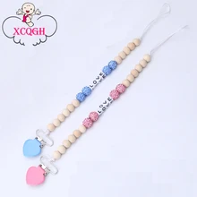 XCQGH Personalized Name Bling Pacifier Chain For Nipples Chupetas Para Bebe Clips Soother Holder baby