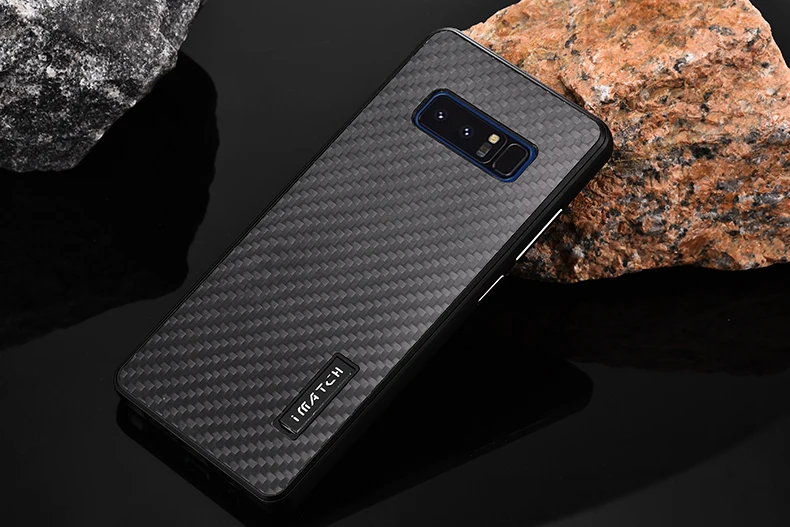iMatch Luxury Aluminum Metal Bumper Carbon Fiber Back Cover Case for Samsung Galaxy Note 8