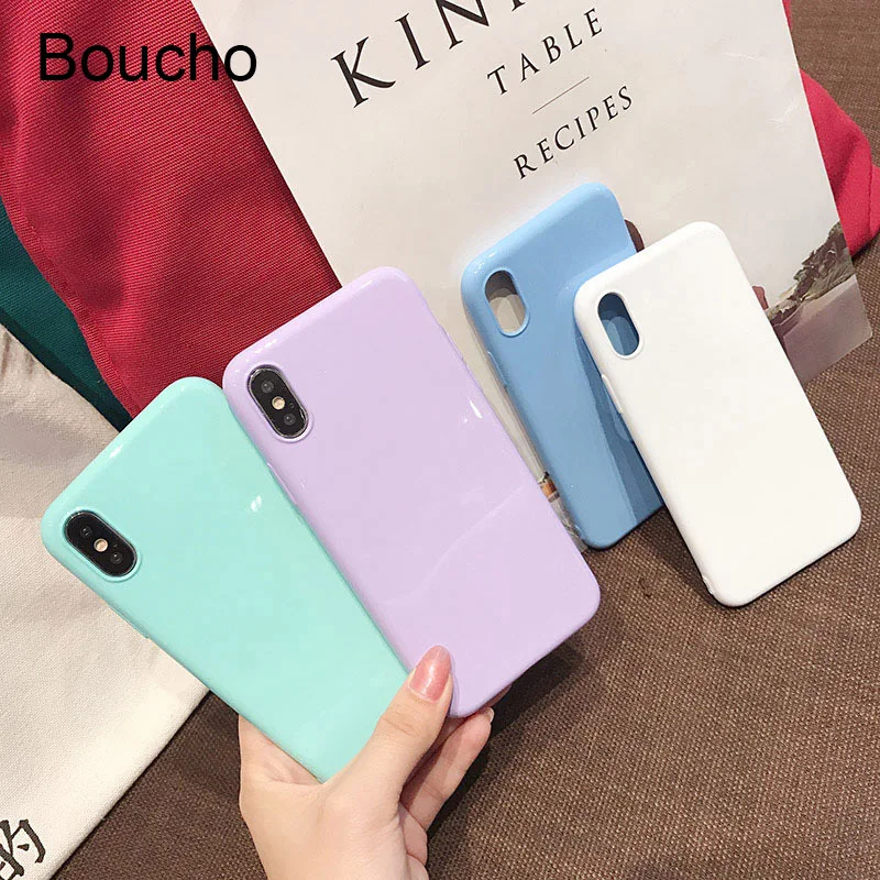 Глянцевый чехол Boucho карамельных цветов для телефона iphone 8 чехлы 6 6S 7 Plus X задняя