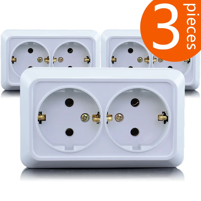 

3 Pieces Europe open box with the German standard double wall power socket outlet 18MZDSCZ