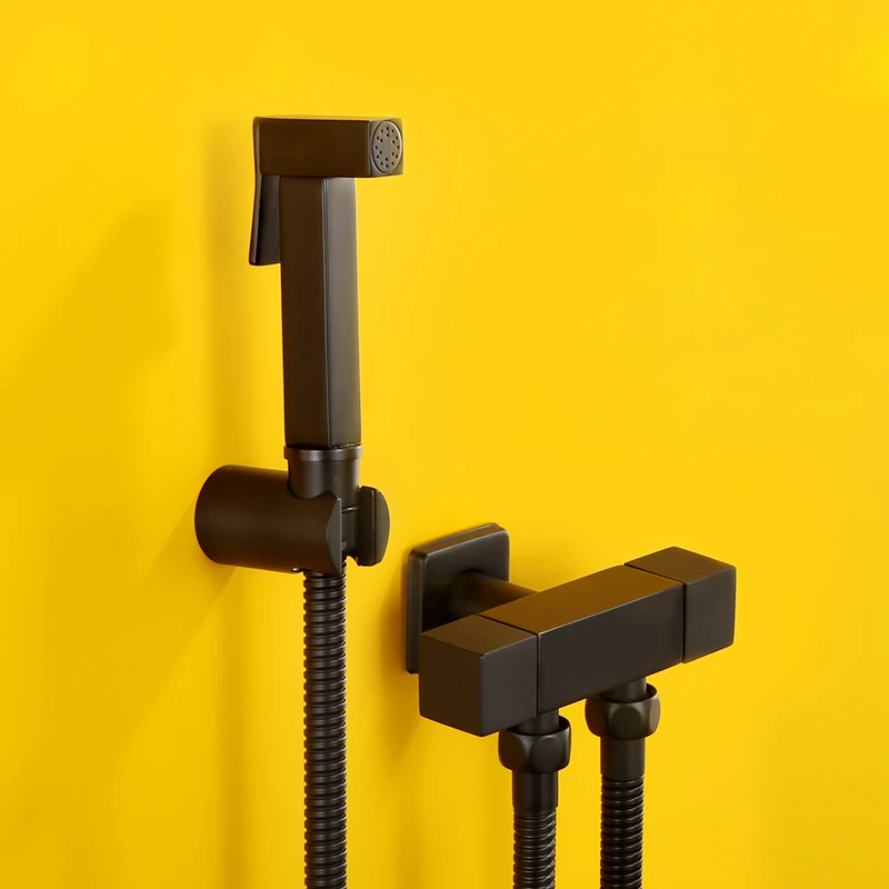 

Bidet Faucets Set Hot and Cold Black Toilet Corner Valve Hand held Hygienic Shower Head Wash Car Pet Sprayer Airbrush Tap