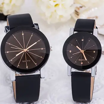 

Couple watchWomens Leather Stainless Steel Date Dress Quartz Analog Wrist Watch