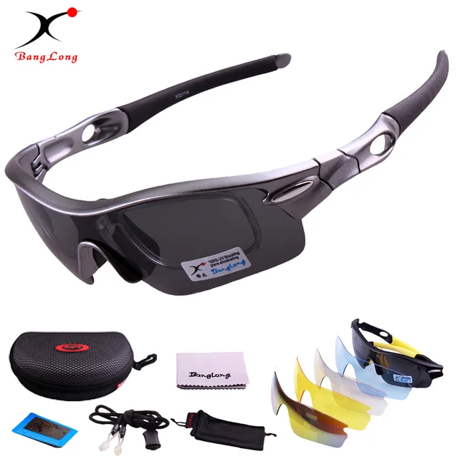 US $13.43 Men and Women sports sunglasses Polarized grey Main Lens with interchange 4 function PC lens Sport 