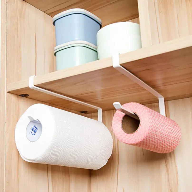 Держатель для полотенец, аксессуары для ванной комнаты, держатель для бумажных полотенец, держатель для кухонных банных рулонов, вешалка для хранения под шкафом - Цвет: Towel Holder
