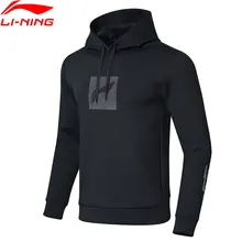 Li-Ning мужская тренировочная толстовка с капюшоном, обычная посадка, 92% полиэстер, 8% спандекс, комфортный спортивный свитер с подкладкой из интерлока, AWDN983 MWW1514