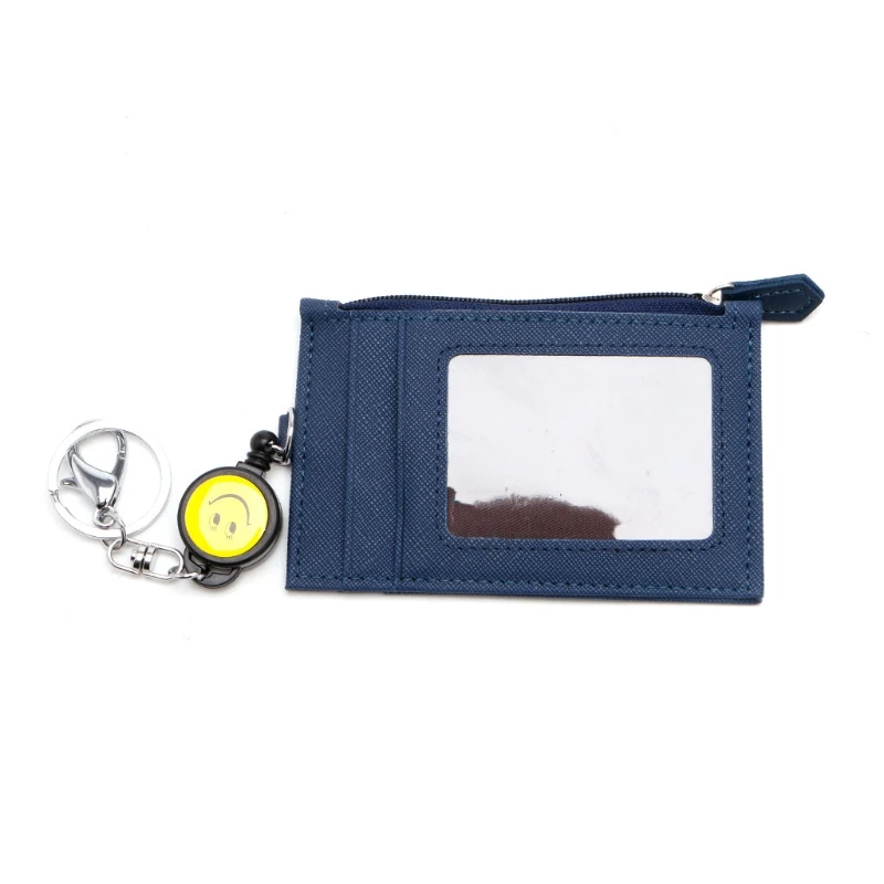 

2017 Fashion Women Men Travel Business Credit ID Badge Card Holder Coin Purse Synthetic Leather Retractable Reel Keychain New