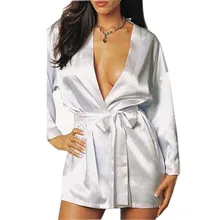 Пикантные Для женщин Silk Satin Robe идеально свадебные туфли невесты ночной халат пижамы платье для Для женщин пикантные
