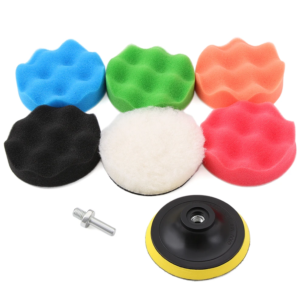7pcs 10CM Polishing Buffing Pad Kit for Auto Car Polishing Wheel Kit Buffer With Drill Adapter
