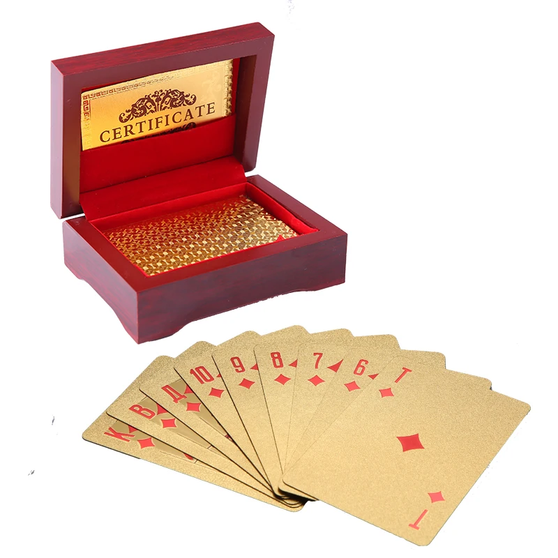 

Gift wooden box with 36pcs RussiaPlaying Cards waterproof golden silver plastic poker cards promotion durable creative gift card