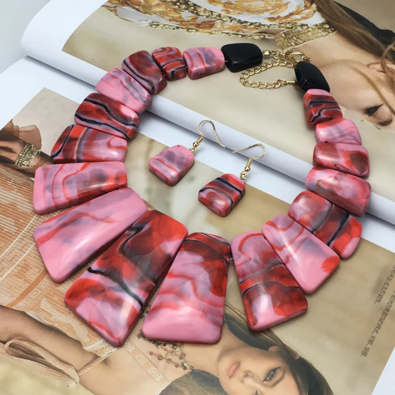 MANILAI большой цвет смолы Индийские Ювелирные наборы для женщин этнический дизайн Массивное колье ожерелье серьги наборы Винтаж