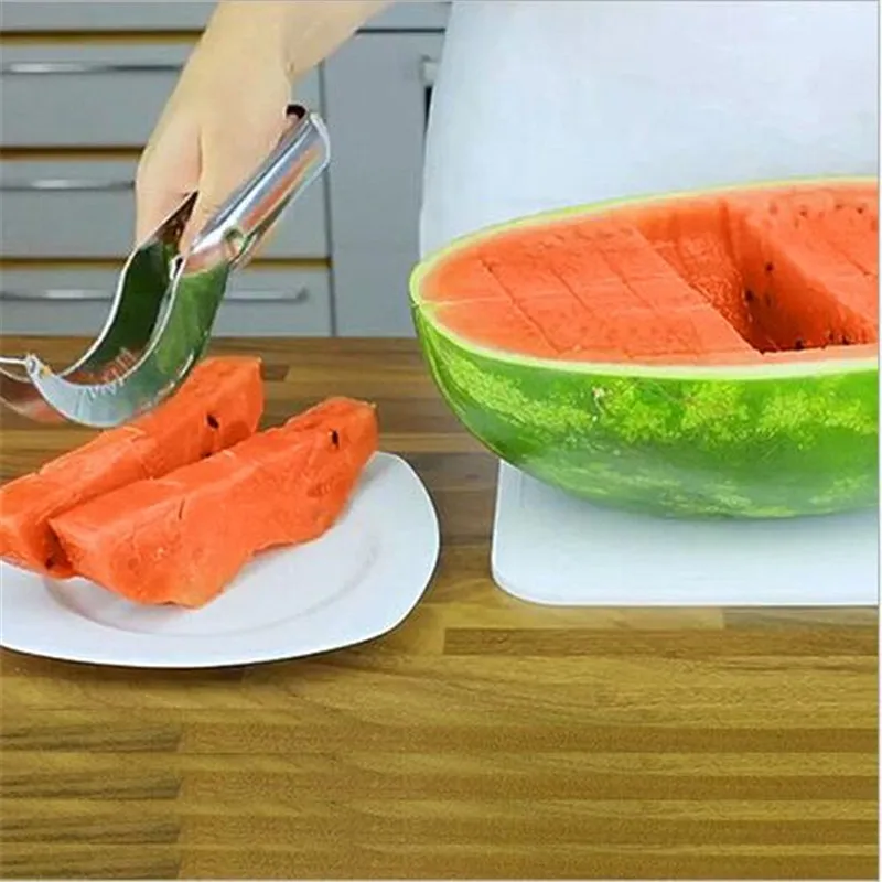 

Kitchen Tool Professional Stainless Steel Fruit Water melon Knife Cutter Slicer Corer Server Splitter Watermelon Cantaloupe