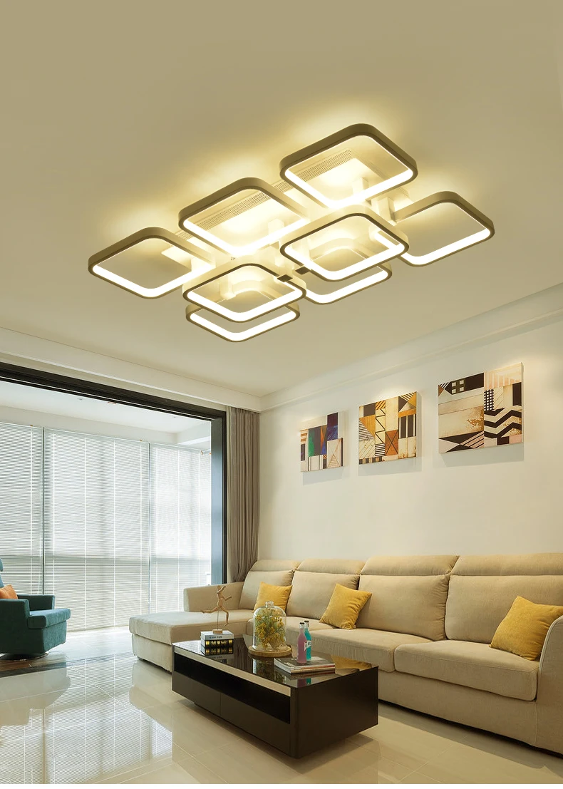 Простой светодиодный потолочный светильник для гостиной акриловая люстра для спальни прямоугольная потолочная лампа для ресторана AC110-260V настенный светильник