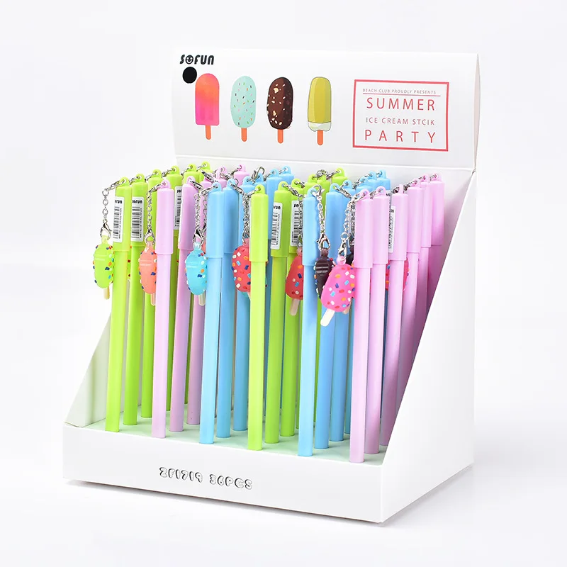

36pcs/lot Candy Ice Cream Gel Pen Cartoon Pendant Student Ballpoint Pen Children Stationery Office Supplies Ornaments