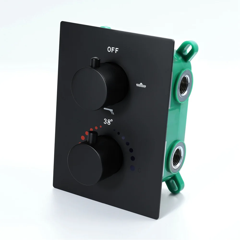 Wall Mounted Chrome/Black Shower Mixer Valve 3 Functions Thermostatic Chrome Bathroom Shower Faucet Dual Handles Valve