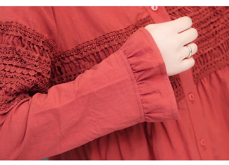 Women Fashion Blouse 2019 New Autumn Cotton Linen Lace Chinese Style Cardigan Full Long Sleeve Female Woman Blouse Vestidos Tops (2)