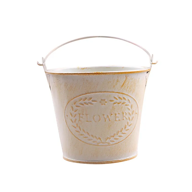 

1 OC 8x7.6x6.5cm NEW quality Vintage Yellow Metal Iron Flower Pot Hanging Balcony Garden Plant Planter Decor