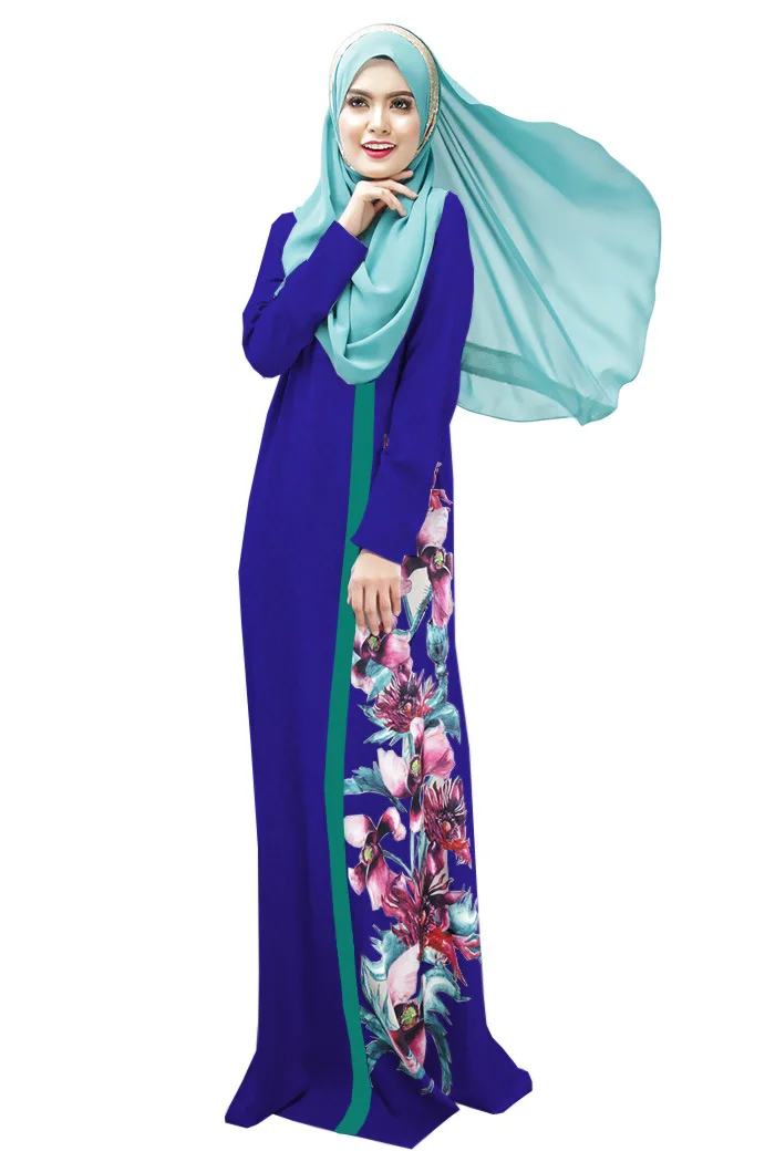 2016 Latest Muslim Womens font b Abaya b font Dress O Neck Long Sleeve Floor Length