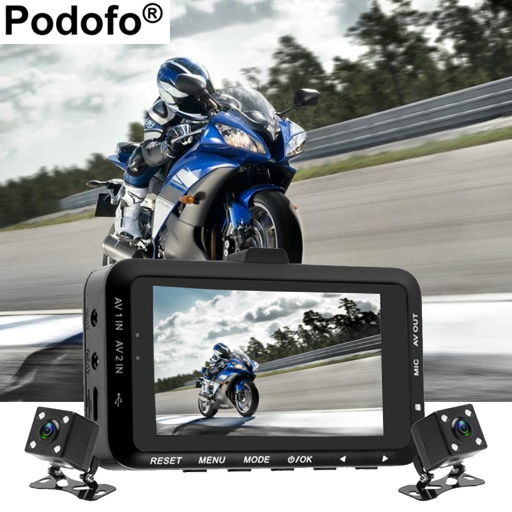 Podofo Motorcycle DVR Dual Lens Car font b Camera b font Rear View Car Mounted Biker