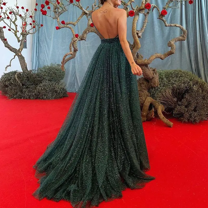 

Sequins Sexy Party Club Dress 2019 Elegant Women Long Maxi Dress Robe Prom High Waist Oblique Collar Backless Summer Mesh Dress