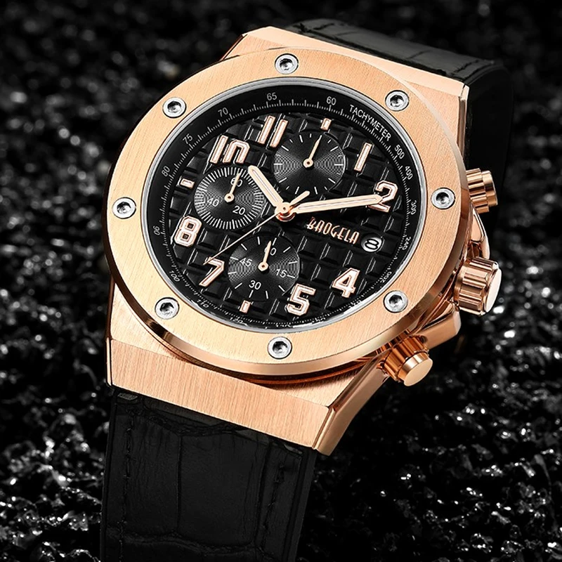 Genuine mens watches top brand luxury watch men Chronograph military black gold stainless steel Sports Watch relogio masculino