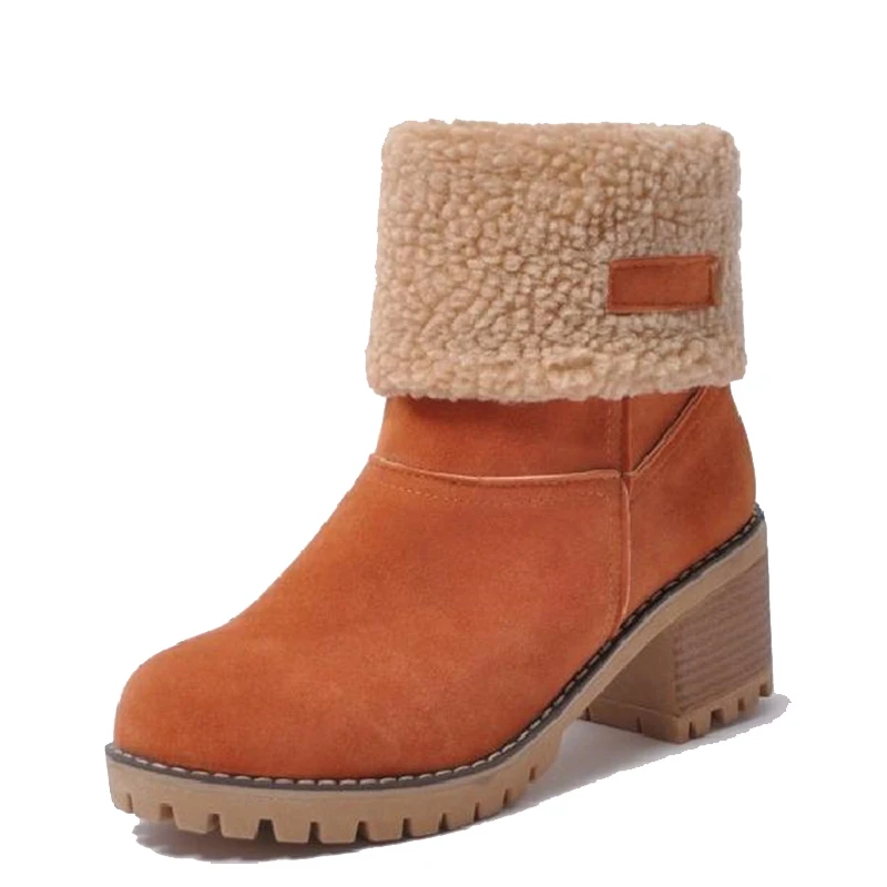Najtaniej 2018 nowych kobiet buty zimowe śnieg buty pluszowe ciepłe buty damskie Plus rozmiar kwadratowe wysokie obcasy buty damskie kobieta Botas Mujer WSH3133