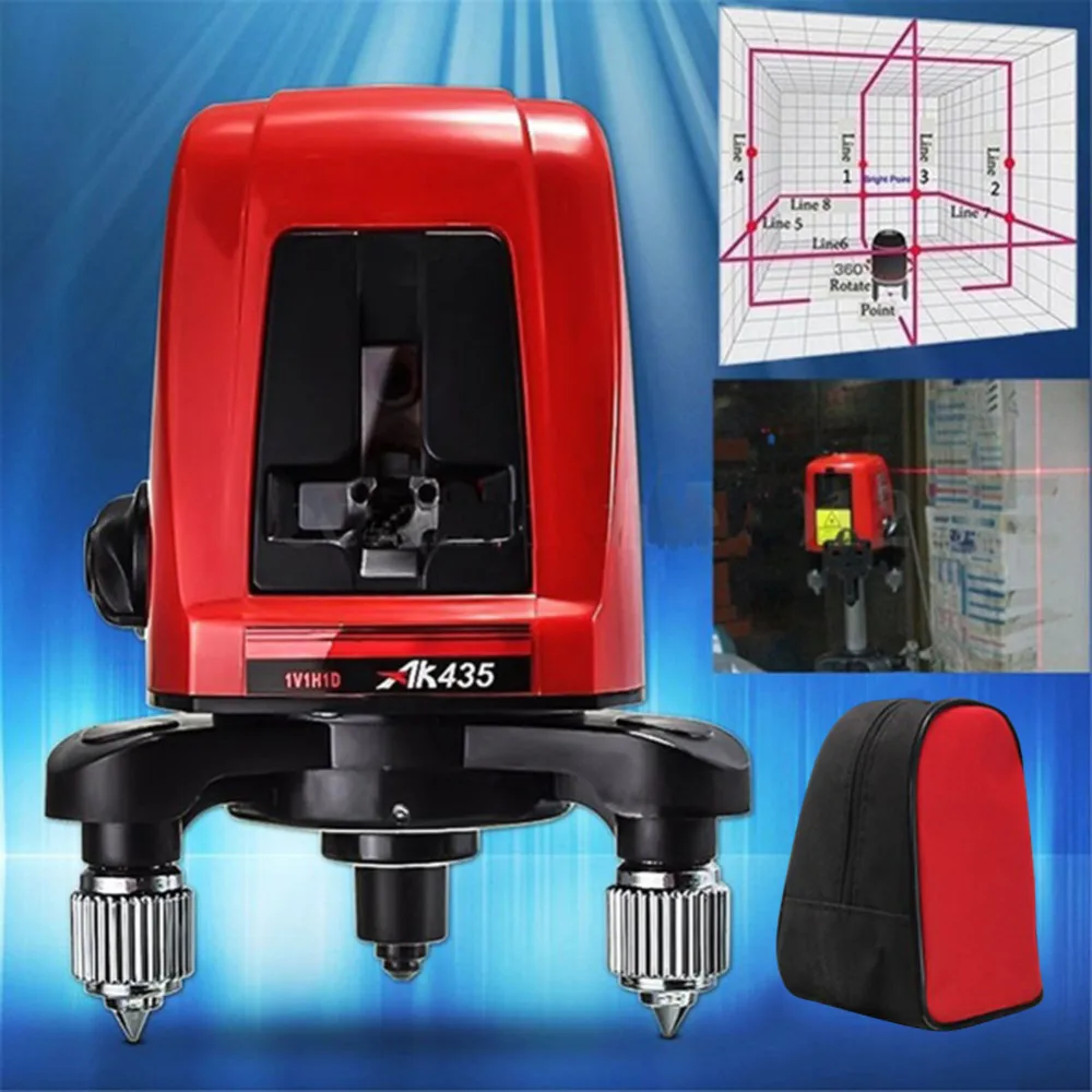 

Hot AK435 360 Degree Rotating Red Beam Self Leveling Cross Laser Line + Lightspot Laser Leveler