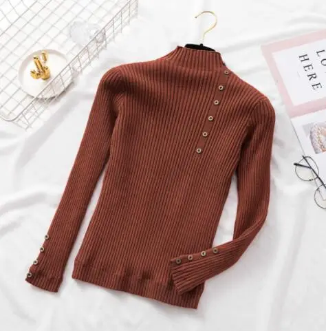 SEDUTMO зимний бархатный женский свитер, пуловеры, толстый теплый вязаный джемпер с длинным рукавом, сексуальный тонкий базовый свитер, черный топ ED626 - Цвет: Коричневый
