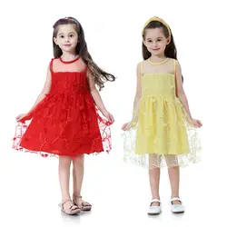 Платье для маленьких девочек с цветочным рисунком, сетчатые платья без рукавов, хлопковый летний сарафан для малышей
