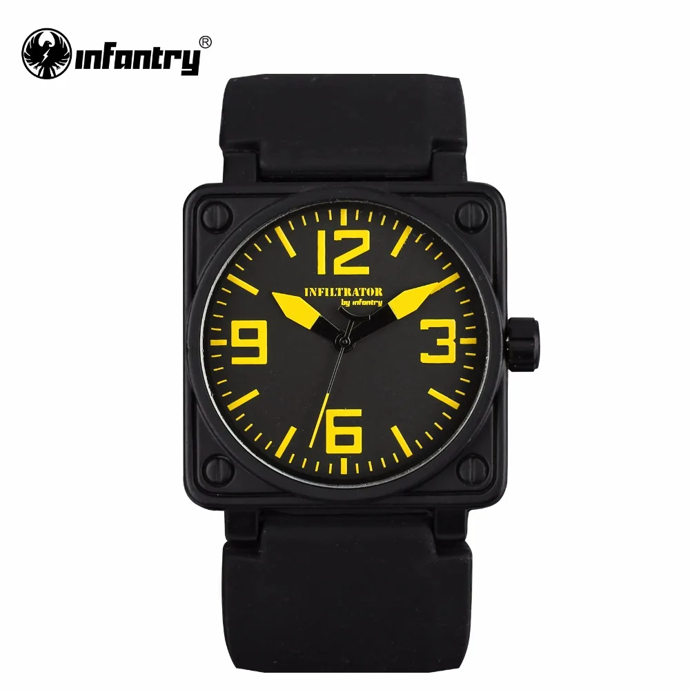 Prix pour INFANTRY Mens Montres Visage Carré Vente Chaude Militaire Armée Montre À Quartz Noir Bracelet En Caoutchouc Sport Montres Relogio Masculino Prix pour INFANTRY Mens Montres Visage Carré Vente Chaude Militaire Armée Montre À Quartz Noir Bracelet En Caoutchouc Sport Montres Relogio Masculino