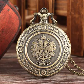YISUYA Russian National Emblem Pocket Watch Quartz Vintage Double-headed Eagle Watch Neckalce Chain Unique Gift relogio de bolso retro bronze men fashion pocket watch national austria the double eagle chain necklace quartz full hunter emblem clock male