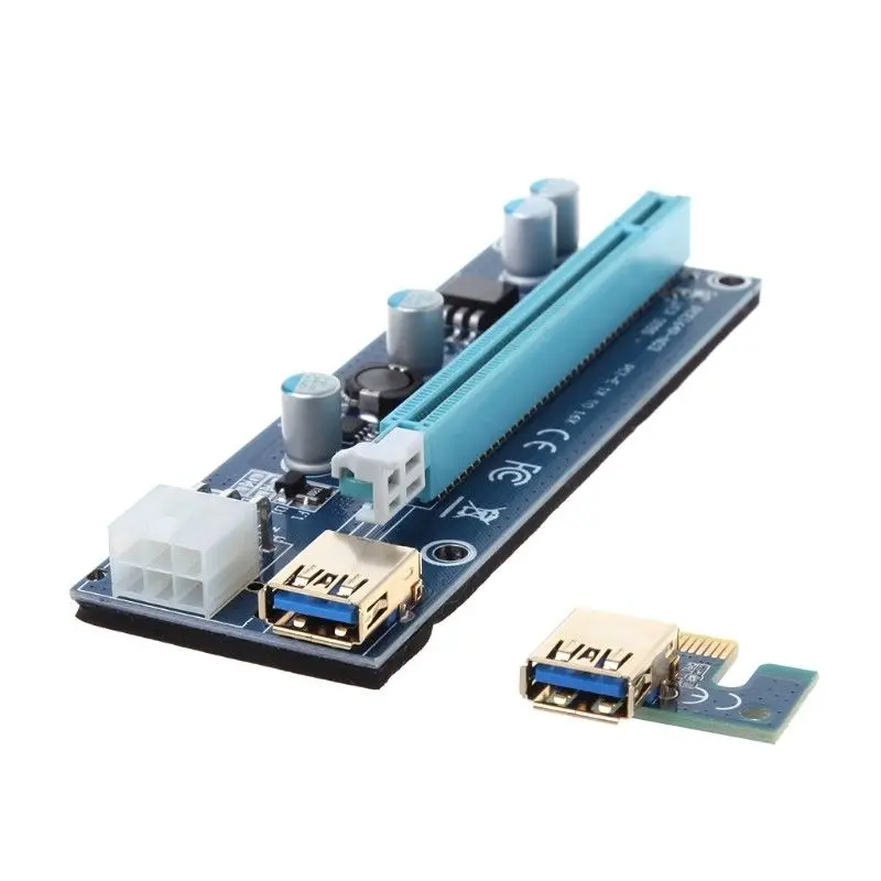 Ver009S Pci Express 6 Pin To Sata 1X 16X Usb 3,0 удлинитель адаптер Led Btc Mining