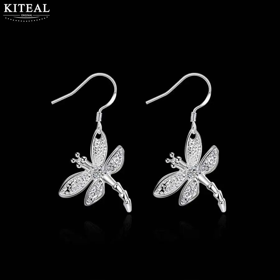 Newest Silver Earrings For Women Dragonfly With Stone Drop Brincos De