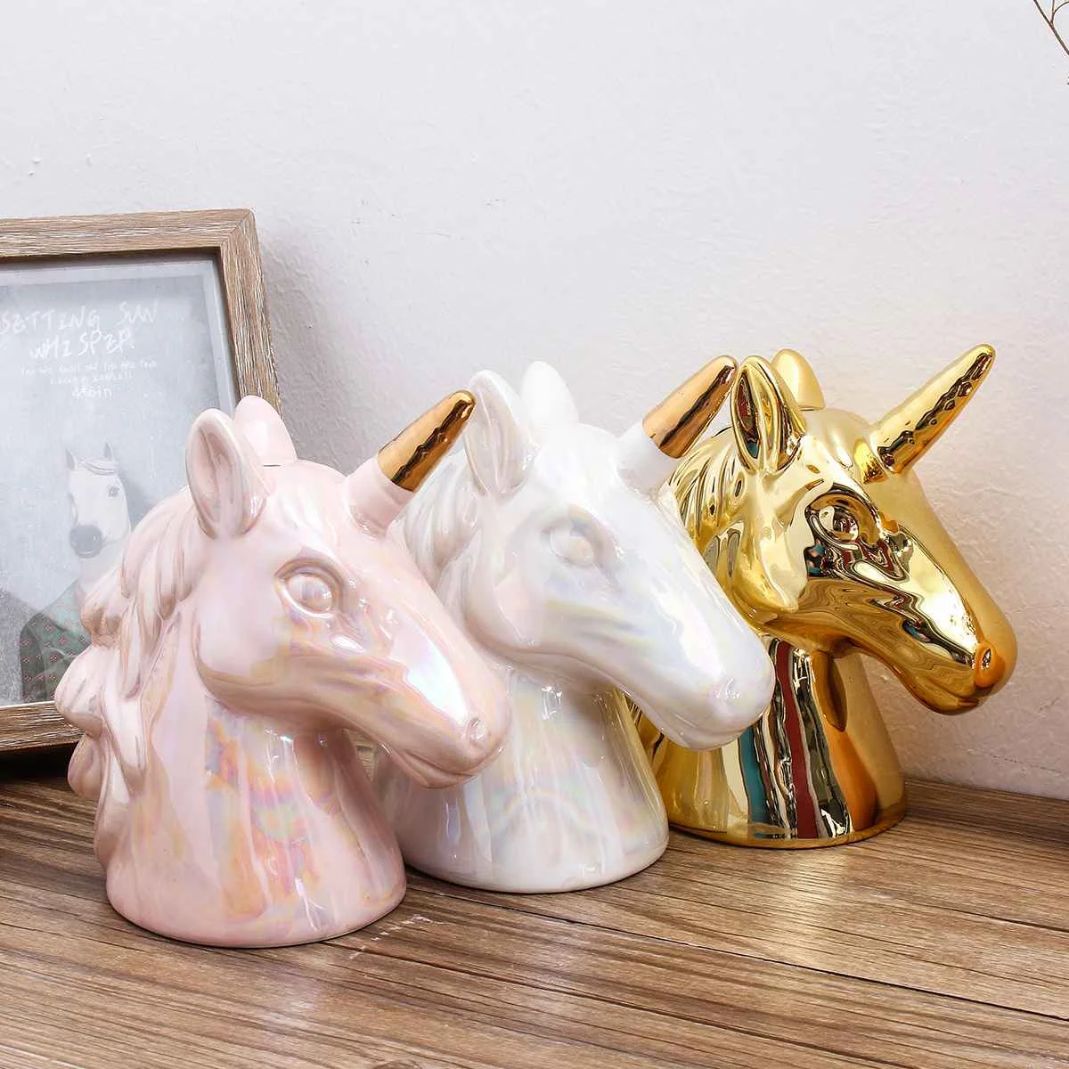 

for Unicorn Horse Toy Figures Sculpture Money Box Fund Savings Ceramic Material Statue Home Decorations Figur Kids Toys
