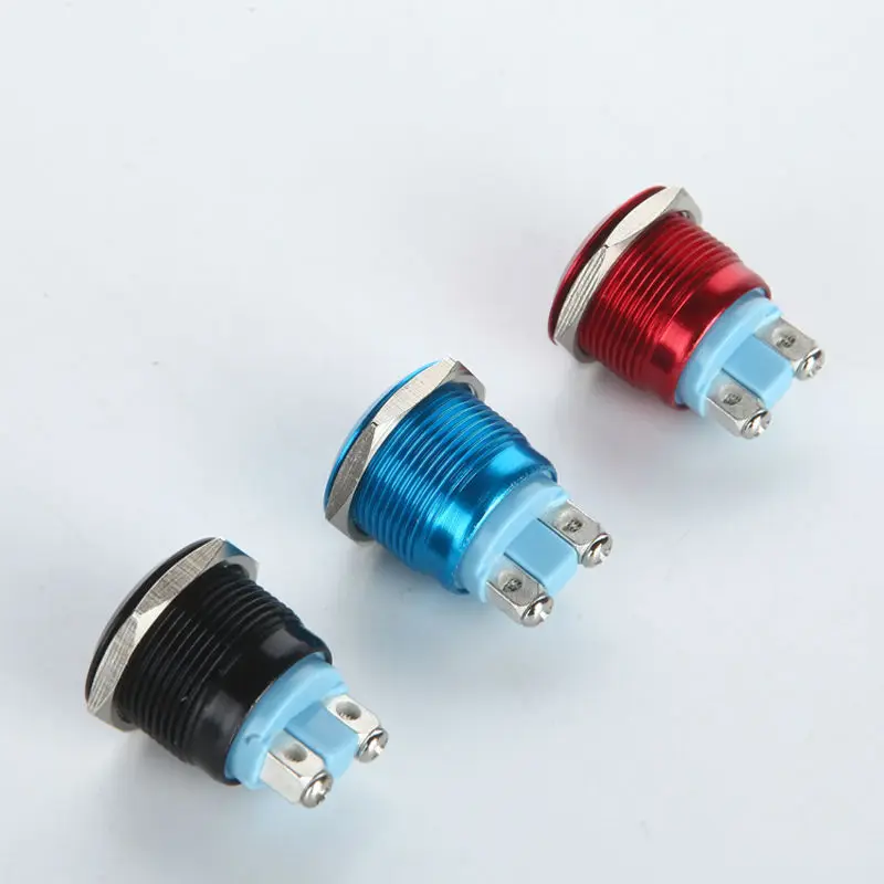 

1pcs 16mm Waterproof Momentary Flat Round Stainless Steel Metal Push Button Switch Car Start Horn Bell Red Black Blue Auto Reset