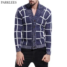 Мужской классический клетчатый кардиган, свитера для мужчин, новинка, бренд, хит, цветной, в стиле пэчворк, вязаный свитер для мужчин, s, Повседневный, облегающий, v-образный вырез, для мужчин
