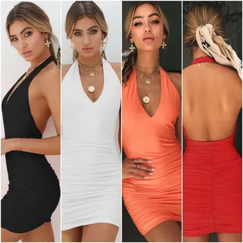 

Sexy women Sleeveless Off Shoulder Women Dresses 2019 New Summer Beach Casual Dress Female Black White Red Mini Dress Vestidos