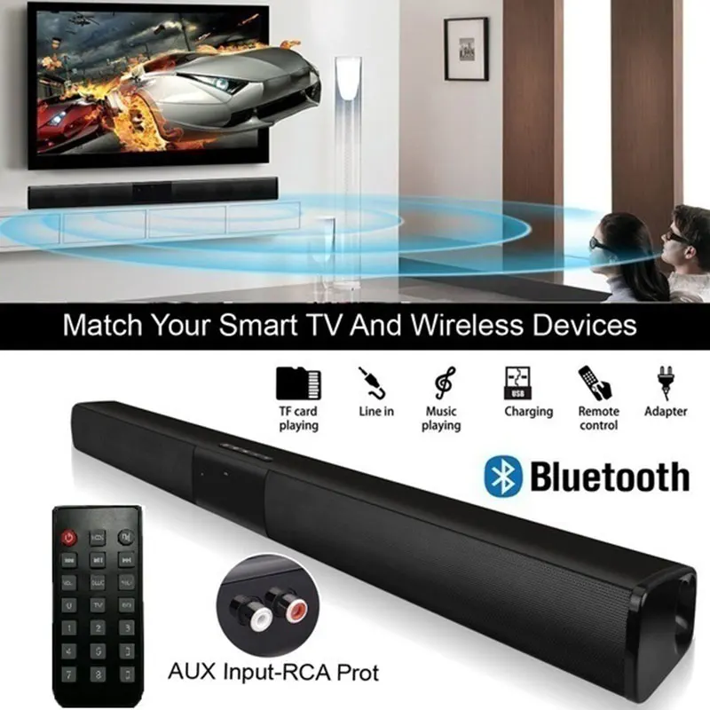 Большая мощность 20 Вт HIFI Портативный беспроводной Bluetooth динамик стерео Саундбар