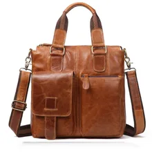 Мужской портфель из натуральной кожи, брендовые высококачественные мужские деловые сумки, пять цветов, натуральная мягкая кожа, мужская сумка для ноутбука, коричневая